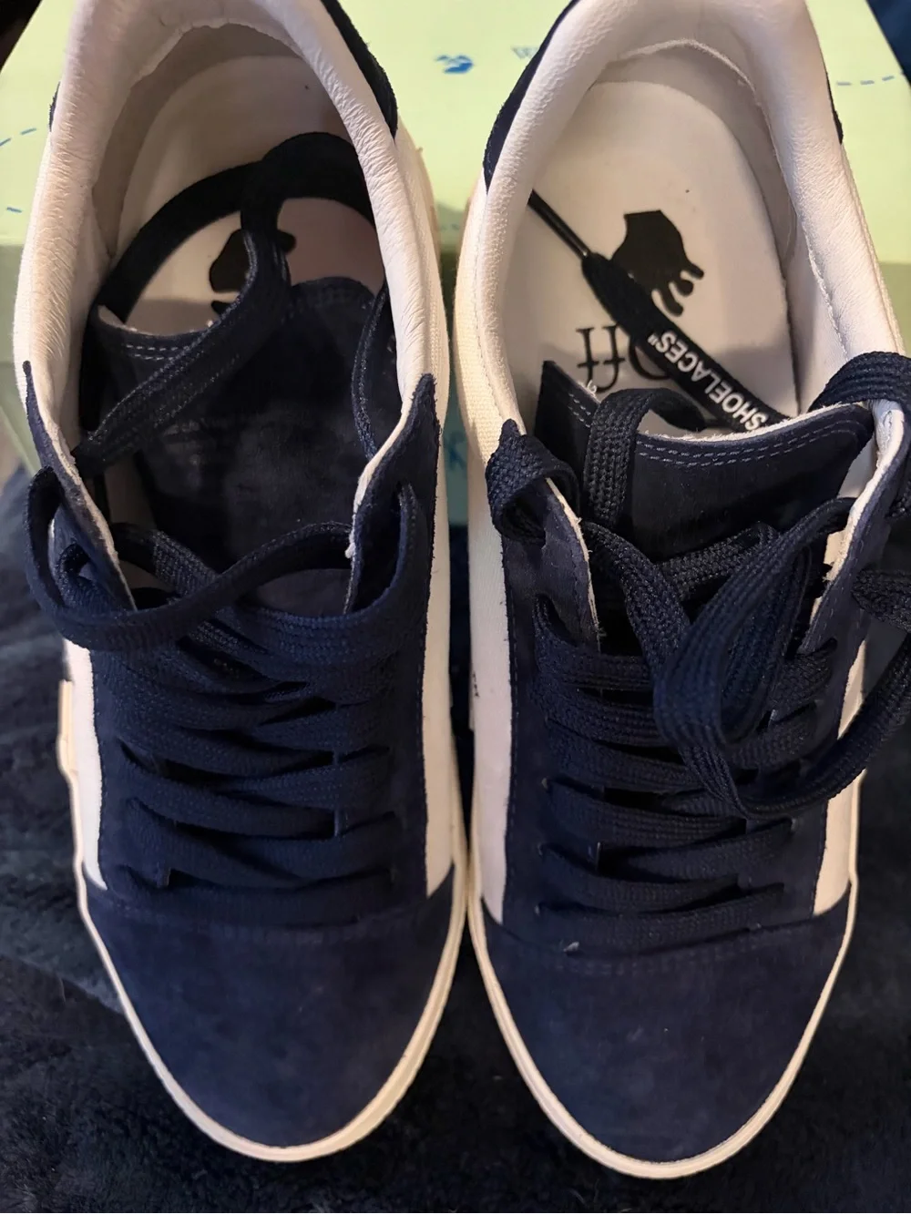Off-White Women's Low Top Sneakers in Navy & White with Arrow Logo